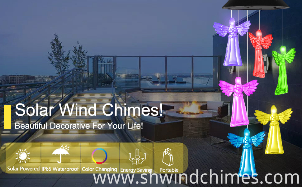 solar angel wind chimes